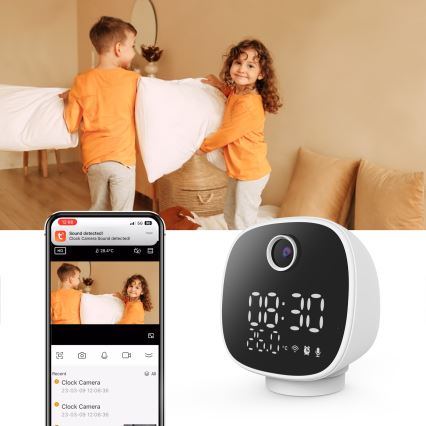 Pametna kamera s budilicom, termometrom i LED svjetlom 1296p 3Mpx 5V Wi-Fi Tuya IP65