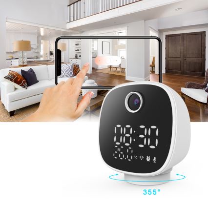 Pametna kamera s budilicom, termometrom i LED svjetlom 1296p 3Mpx 5V Wi-Fi Tuya IP65