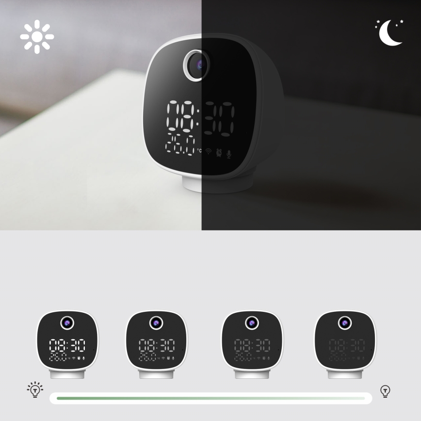 Pametna kamera s budilicom, termometrom i LED svjetlom 1296p 3Mpx 5V Wi-Fi Tuya IP65