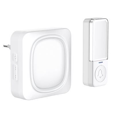 Utično bežično zvono s LED osvjetljenjem 230V/1xCR2032 IP56 bijela