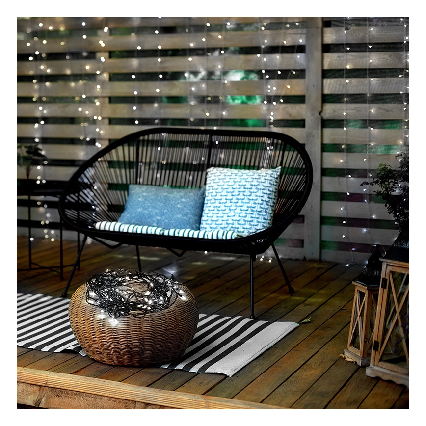 LED vanjski lanac, 50 LED / 8 funkcija, 8 m, IP44, hladno bijela