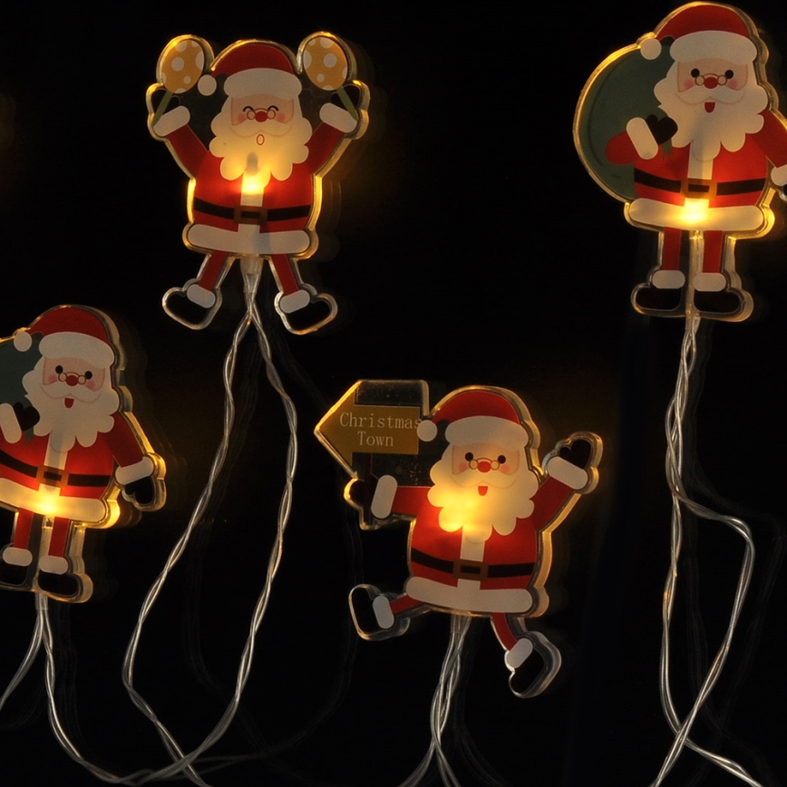 LED Božićni lanac s usisnim čašicama 6xLED/2xAA 1,2m topla bijela santa