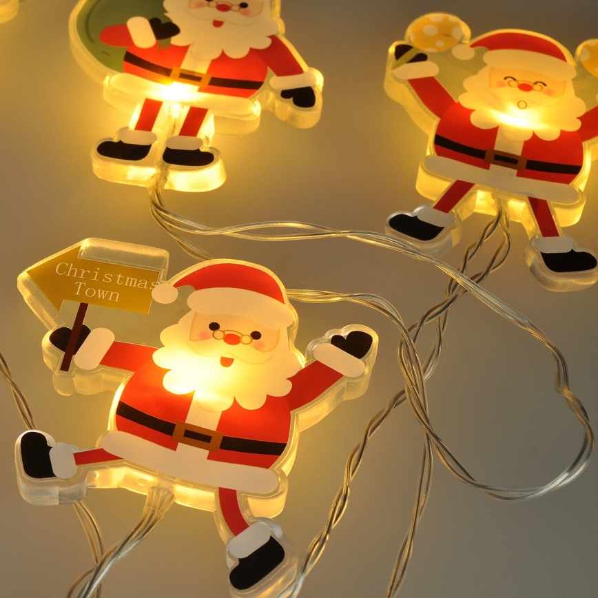 LED Božićni svjetlosni lanac s usisnim čašicama 6xLED/2xAA 1,2m topla bijela djed Božićnjak