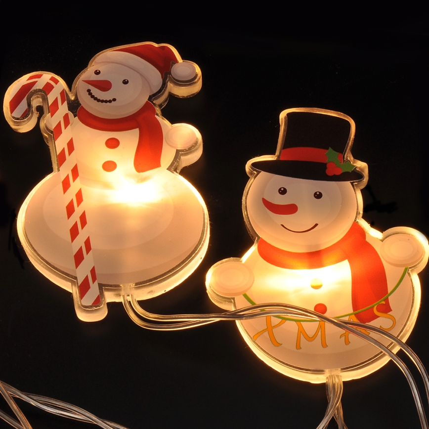 LED Božićni svjetlosni lanac s usisnim čašicama 6xLED/2xAA 1,2m topla bijela snjegović