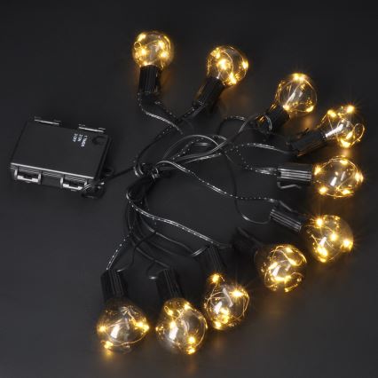LED Vanjski dekorativni lanac GIRLANDA 10xLED/3xAA 3m IP44 topla bijela