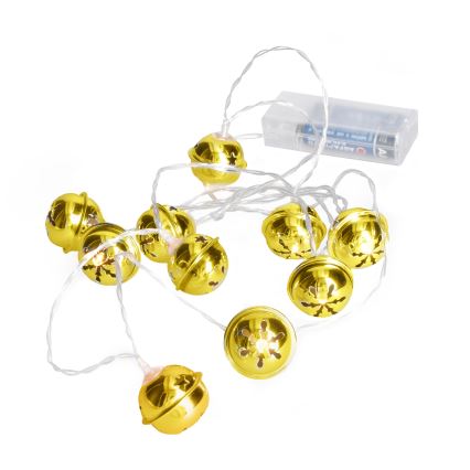 LED Božićne lampice 10xLED/2xAA/topla bijela 1,8m praporci