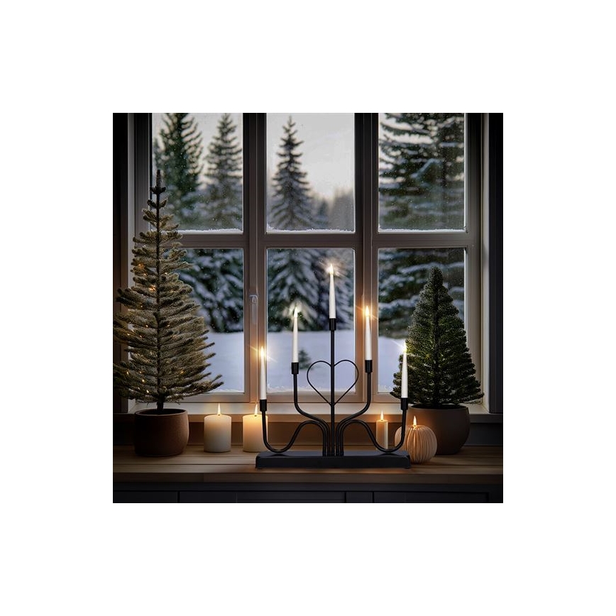 LED božićni svijećnjak 5xLED/2xAA topla bijela