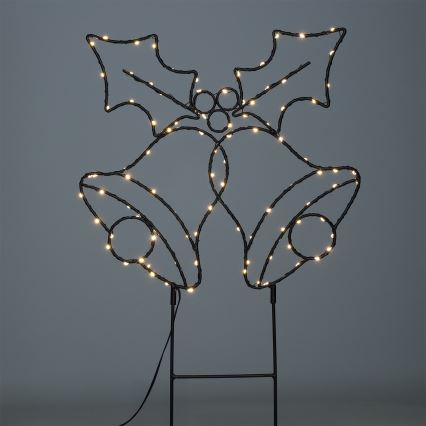 LED vanjska božićna dekoracija 100xLED/3xAA IP44 topla bijela, zvončići