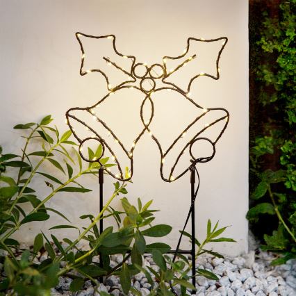 LED vanjska božićna dekoracija 100xLED/3xAA IP44 topla bijela, zvončići