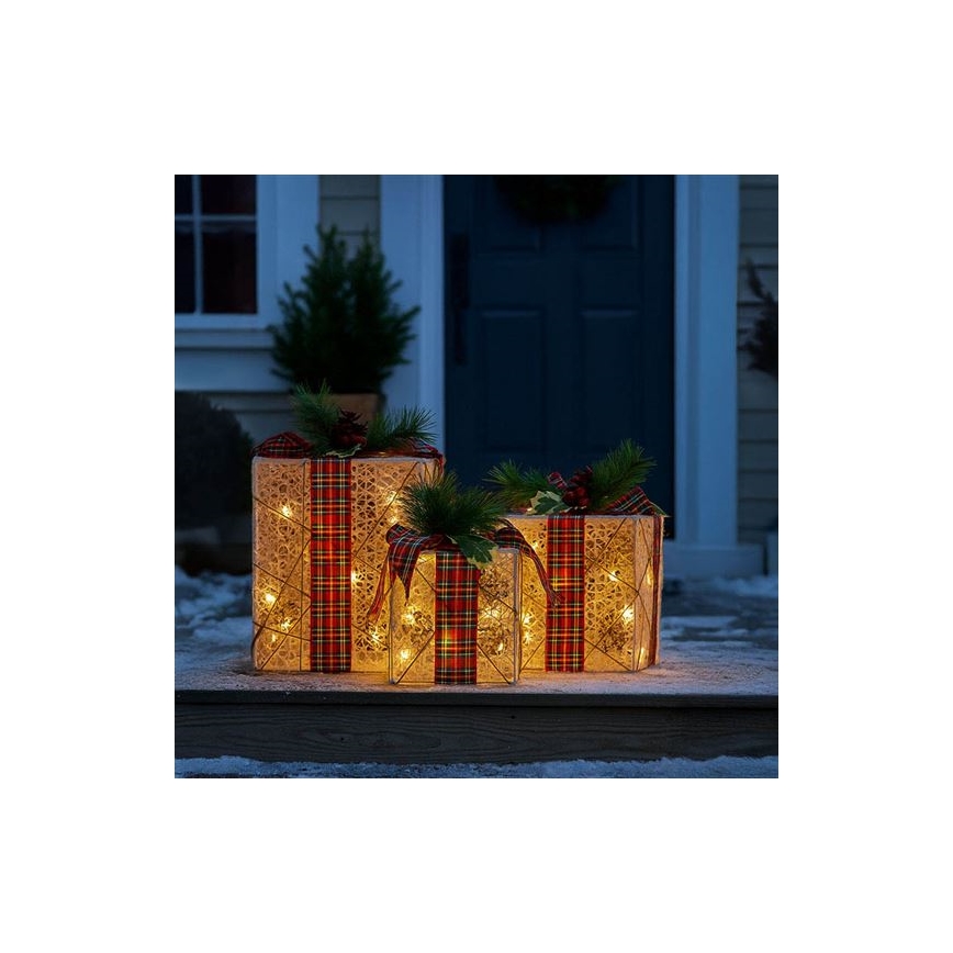 SET 3x LED Božićni poklon 48xLED/3,6W/230V IP44 topla bijela