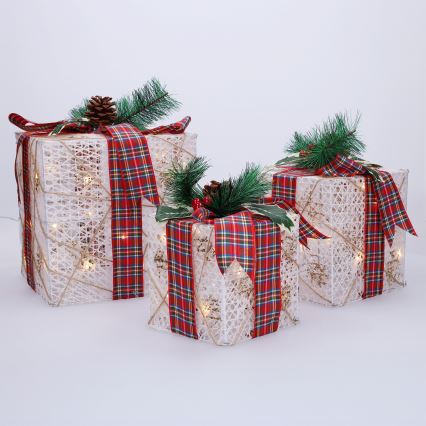 SET 3x LED Božićni poklon 48xLED/3,6W/230V IP44 topla bijela