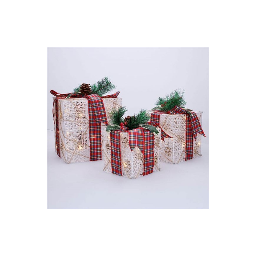 SET 3x LED Božićni poklon 48xLED/3,6W/230V IP44 topla bijela