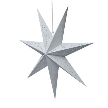 LED božićna dekoracija — srebrna zvijezda, 20xLED, napajanje 2xAA, topla bijela
