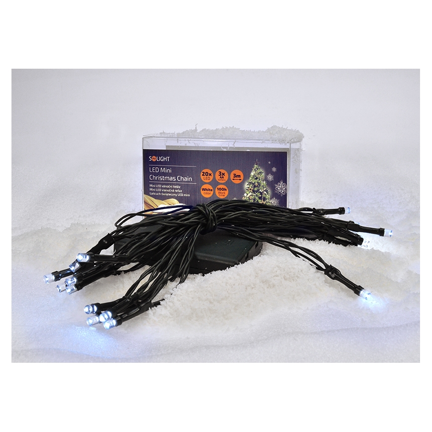 LED Božićne lampice 20xLED/3xAA 3,3m hladna bijela
