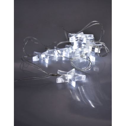 LED Božićne lampice 2,5 m 10xLED/2xAA zvijezde bijelo svijetlo