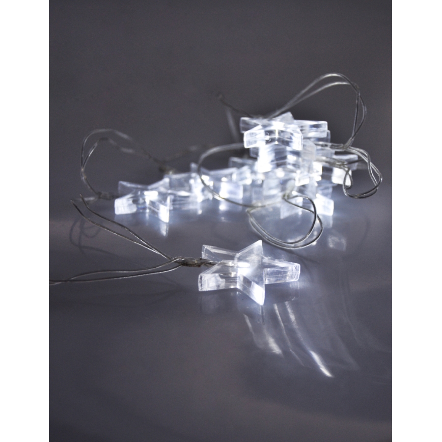 LED Božićne lampice 2,5 m 10xLED/2xAA zvijezde bijelo svijetlo