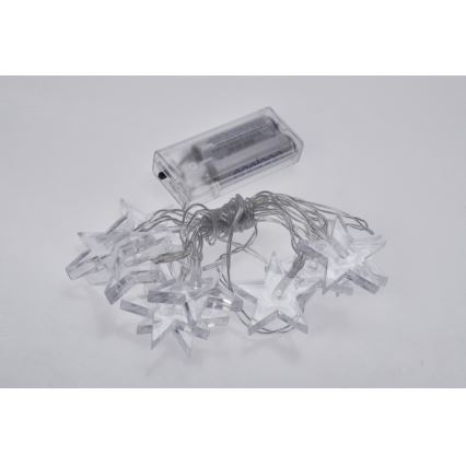 LED Božićne lampice 2,5 m 10xLED/2xAA zvijezde bijelo svijetlo