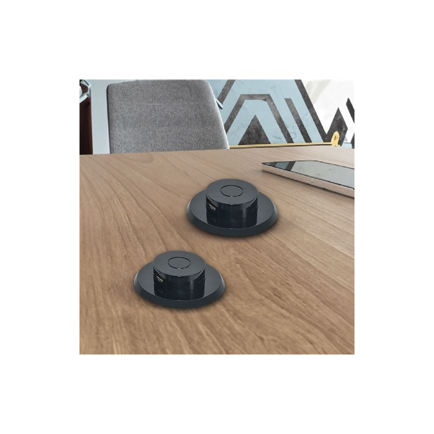 Ugradbeni USB punjač USB A+C crna