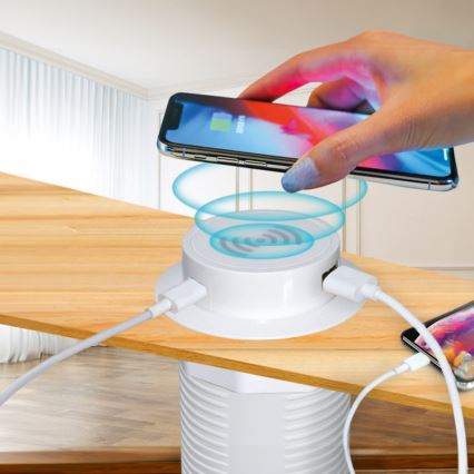 Ugradbeni bežični punjač + USB A+C bijela