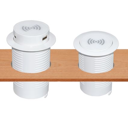 Ugradbeni bežični punjač + USB A+C bijela