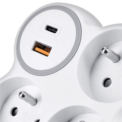 Razdjelnik 3x 16A + brzi USB-A i USB-C punjač 20W