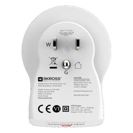 Putni adapter za SAD 230V + 2x USB port