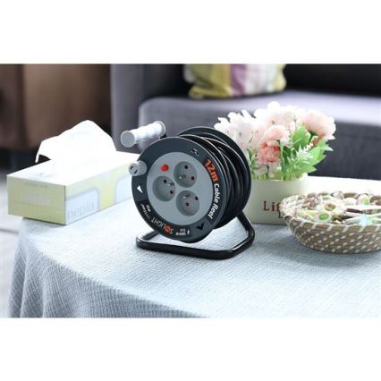 Produžni kabel na kolutu s 3 utičnicama, 12 m