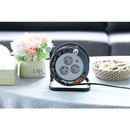 Produžni kabel na kolutu, 3 utičnice, 12 m