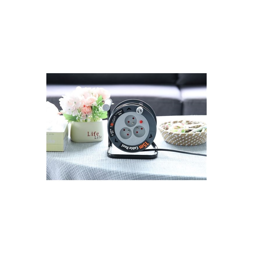 Produžni kabel na kolutu, 3 utičnice, 12 m