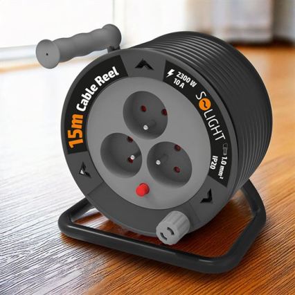 Produžni kabel na kolutu, 3 utičnice, 12 m