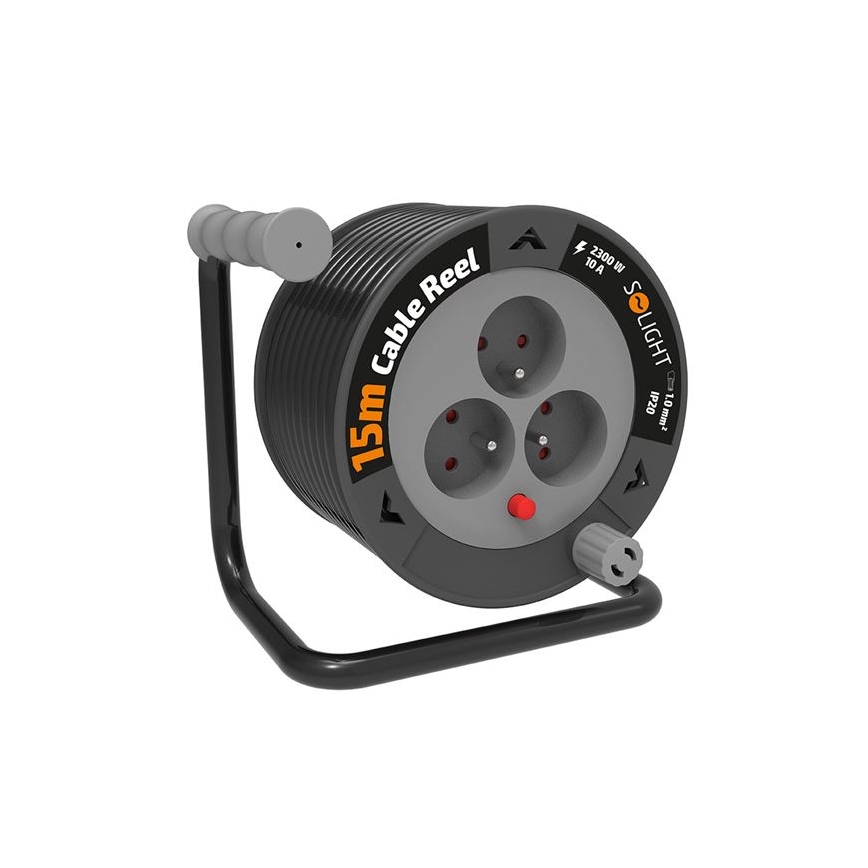 Produžni kabel na kolutu, 3 utičnice, 12 m