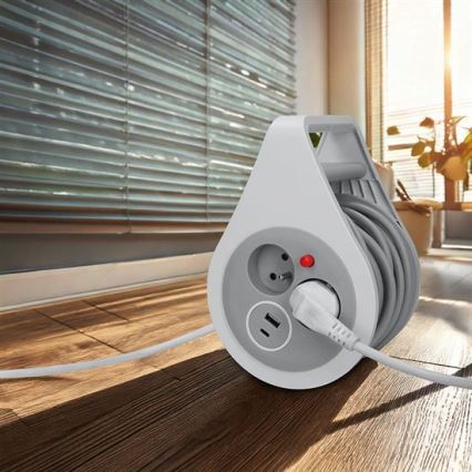 Produžni kabel na kolutu 2 utičnice + USB A i C 10 m