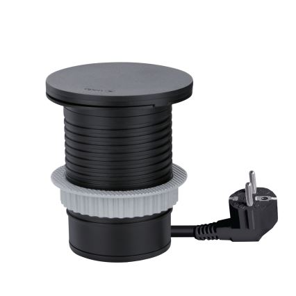 Ugrađena utičnica s bežičnim punjenjem 10W, 1x utičnica + USB A+C, crna