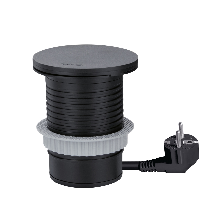 Ugrađena utičnica s bežičnim punjenjem 10W, 1x utičnica + USB A+C, crna