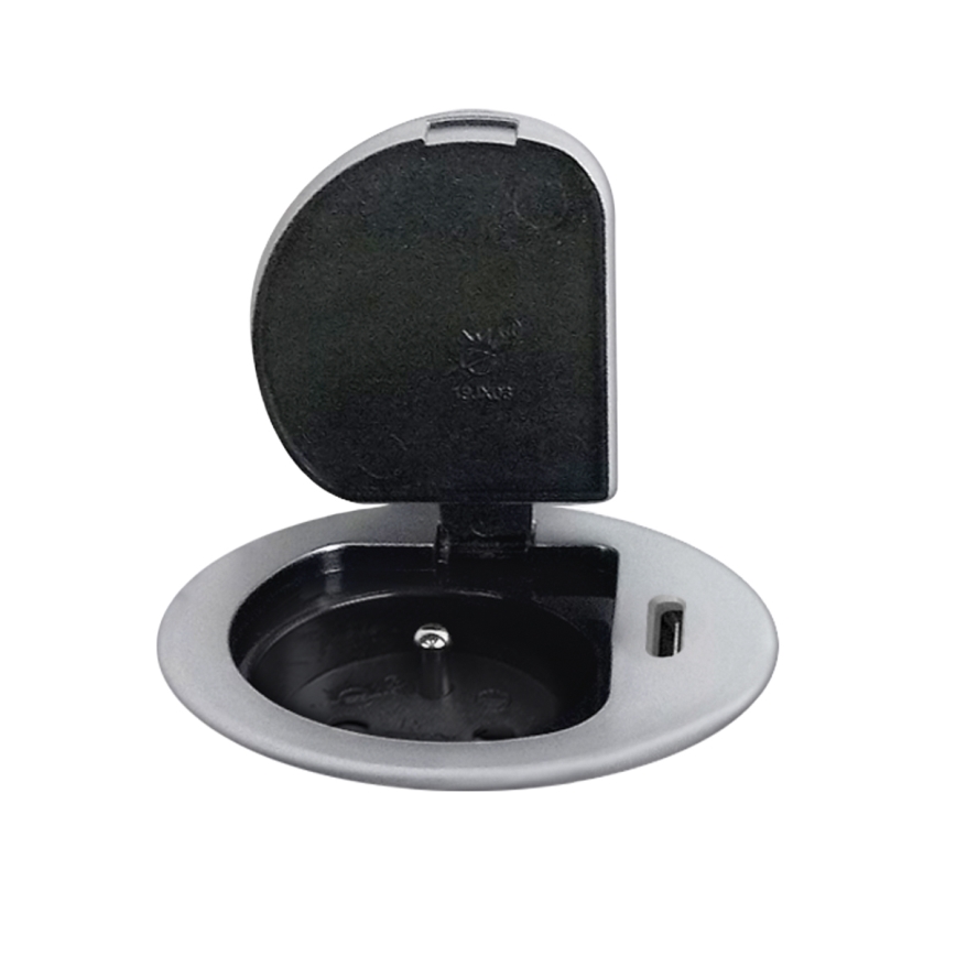 Stup s utičnicama za stol 1x230V + USB-C Power Delivery srebrna/crna