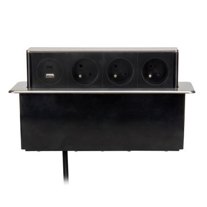 Stupac s utičnicama za stolnu ploču 3x230V + USB-A + USB-C