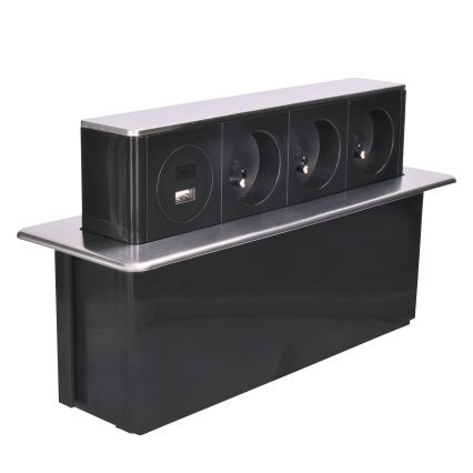 Stupac s utičnicama za stolnu ploču 3x230V + USB-A + USB-C
