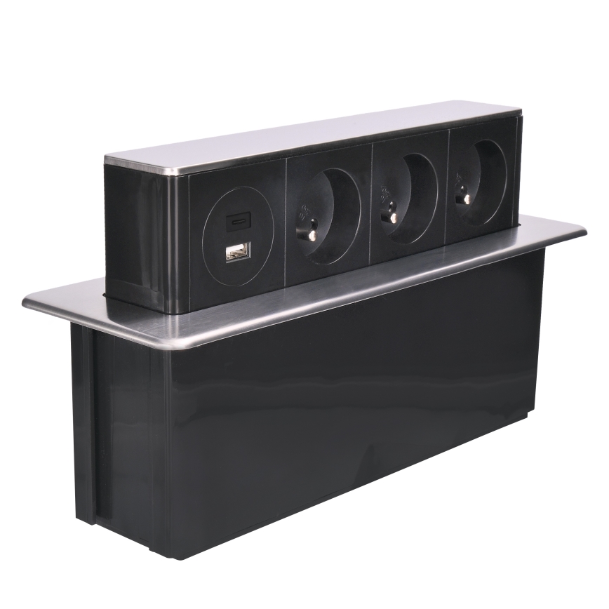 Stupac s utičnicama za stolnu ploču 3x230V + USB-A + USB-C