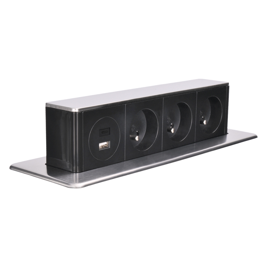 Stupac s utičnicama za stolnu ploču 3x230V + USB-A + USB-C