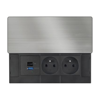 Ugradna utičnica s bežičnim punjenjem 20 W, 2 utičnice + USB-A + USB-C