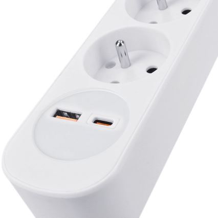 Produžni kabel s prekidačem, 5 utičnica i USB‑A/USB‑C za punjenje, 3 m