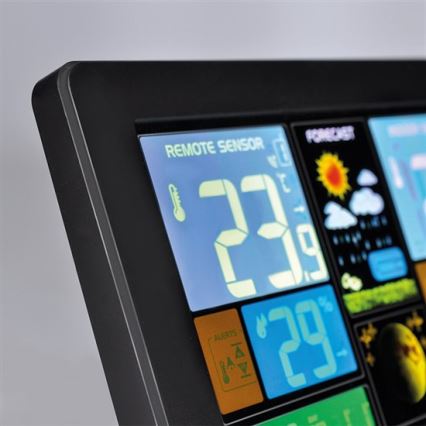Meteorološka stanica s LCD zaslonom USB 1200mAh/2xAAA+2xAAA punjenje crna