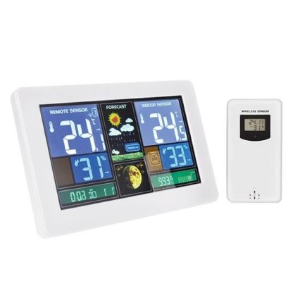Meteorološka stanica s LCD zaslonom USB punjenje 2 x AAA+2 x AAA bijela