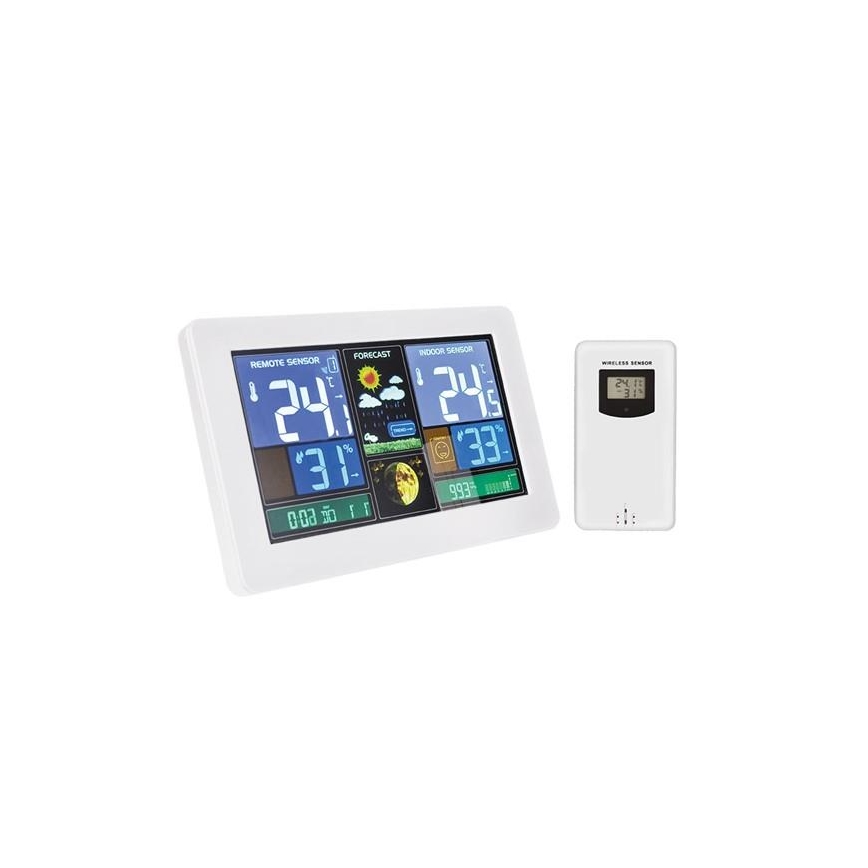 Meteorološka stanica s LCD zaslonom USB punjenje 2 x AAA+2 x AAA bijela