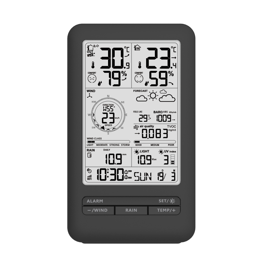 Profesionalna meteorološka stanica s LCD zaslonom 2xAA Wi-Fi Tuya