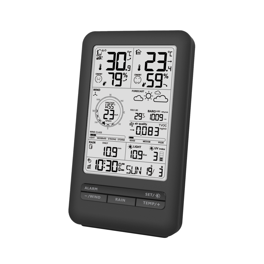 Profesionalna meteorološka stanica s LCD zaslonom 2xAA Wi-Fi Tuya