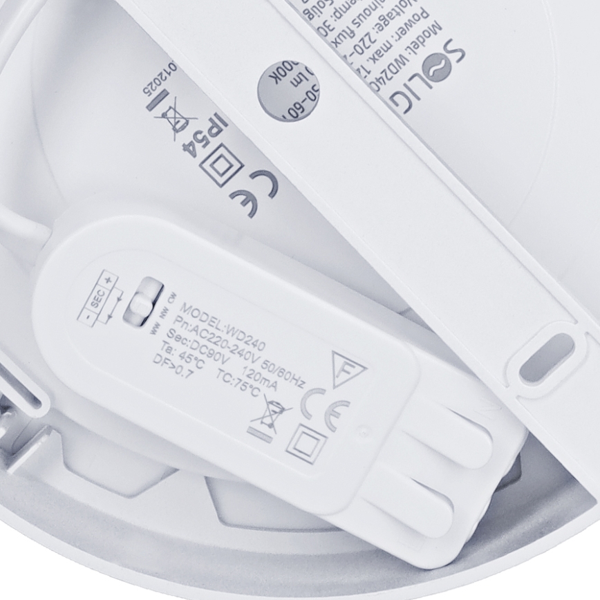 LED panel 2 u 1 (nadgradni/ugradni) LED/12W/230V 3000/4000/6000K Ø17 cm IP54 srebrni