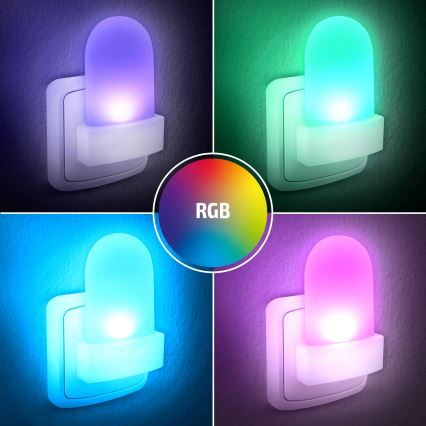 LED RGB Orijentacijska svjetiljka sa senzorom dana/noći za utičnicu LED/0,5W/230V