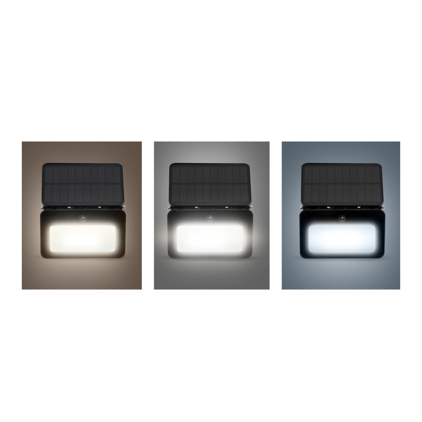 LED solarni reflektor s mogućnošću prigušivanja, senzorom pokreta i sumraka LED/6W/3,7V 2200 mAh 3000/4000/6500K IP65