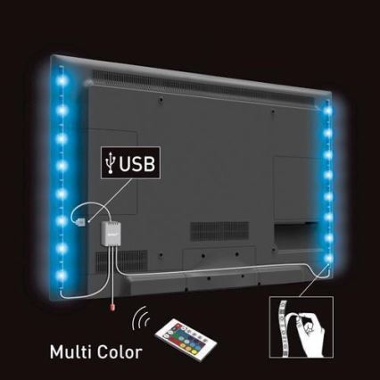 SET 2x LED RGB Traka za TV s daljinskim upravljačem IP65 LED/USB 50cm